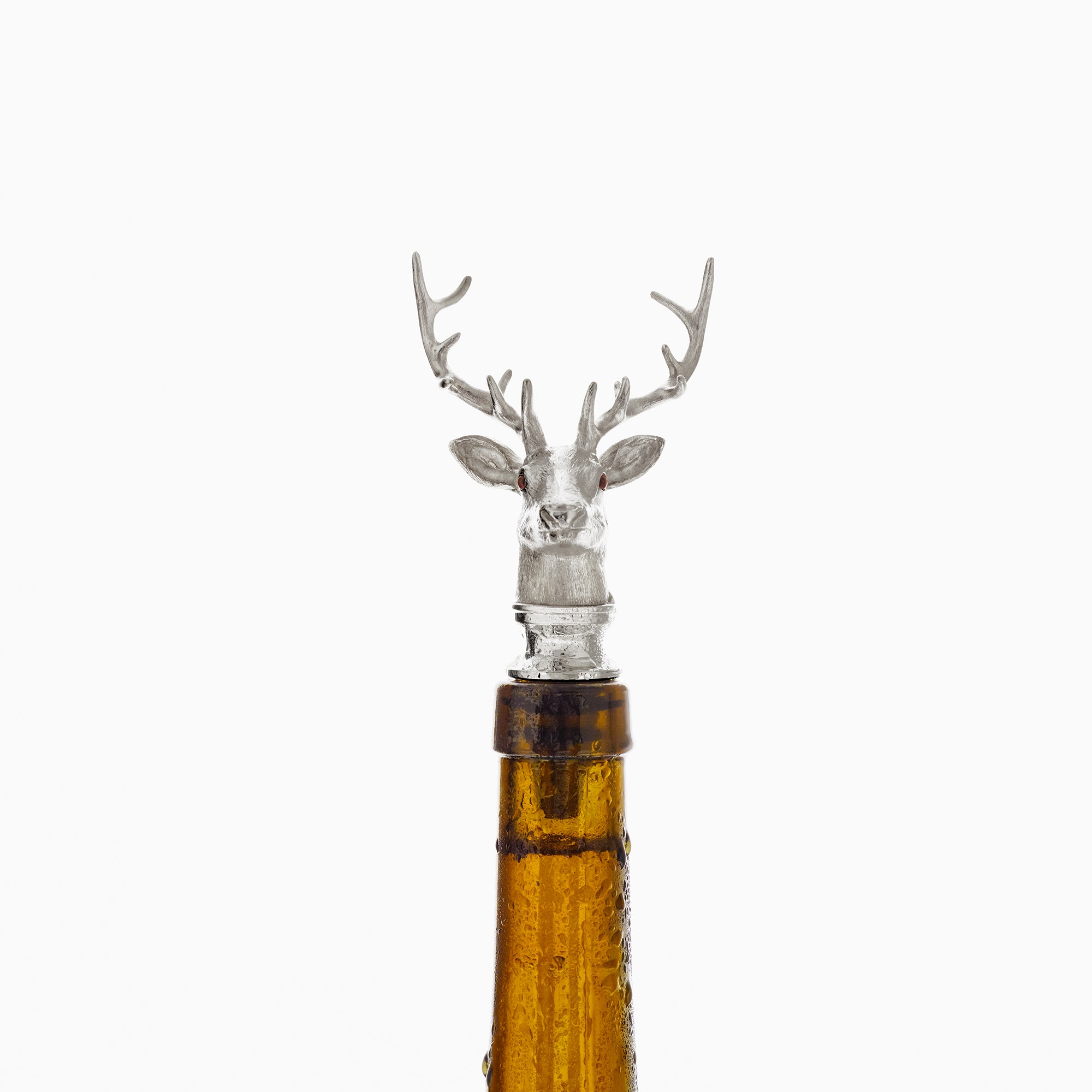 スターリングシルバーのスタッグヘッドボトルストッパー – Asprey London