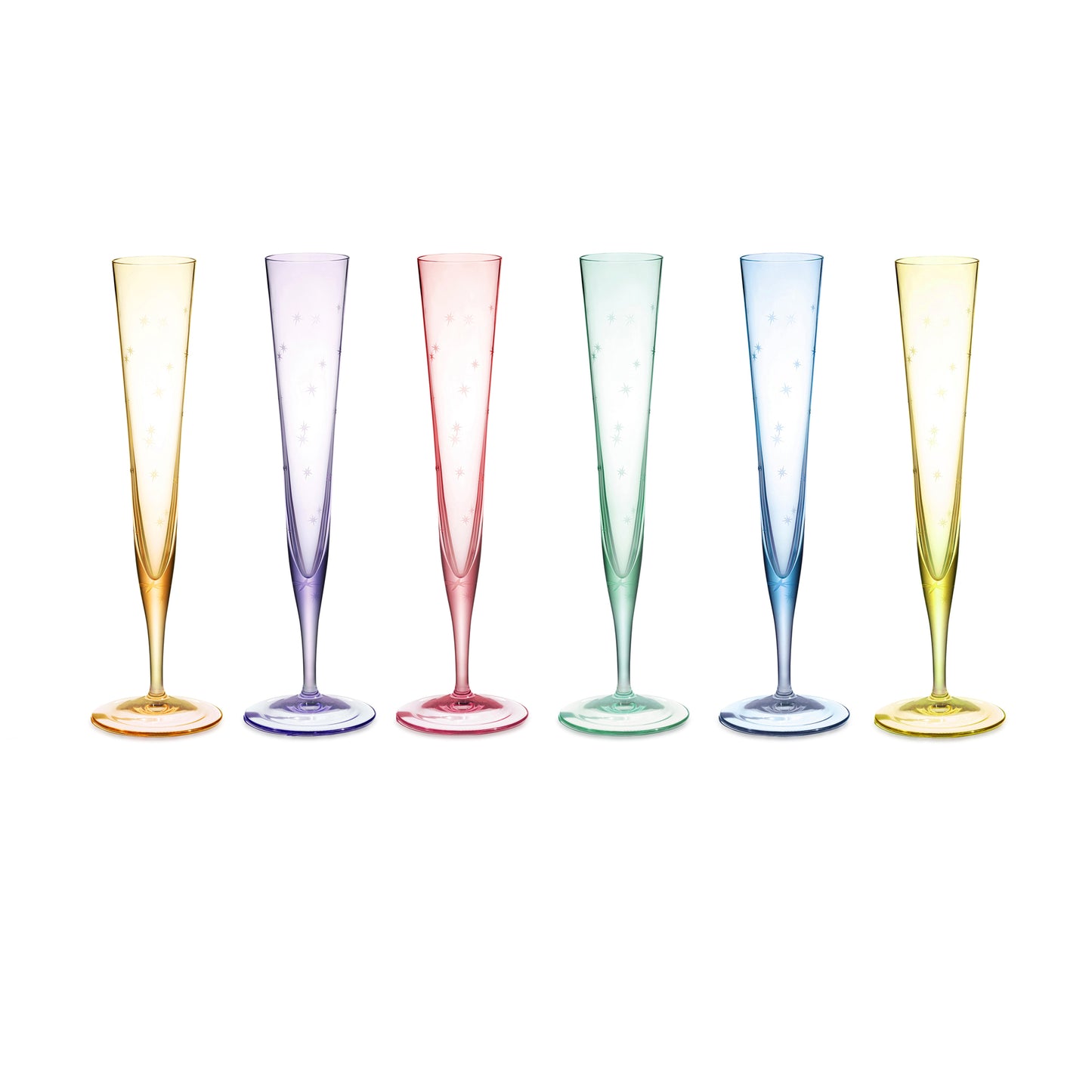 Star Champagne Flutes, Set of 6