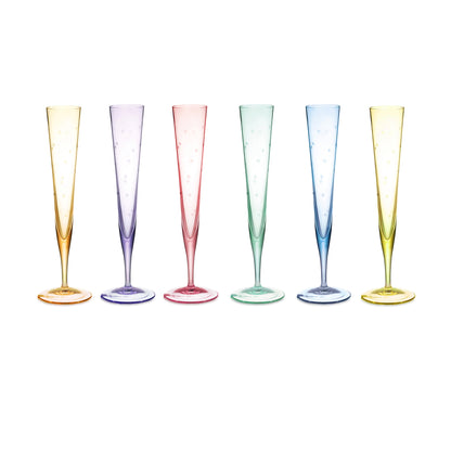 Star Champagne Flutes, Set of 6