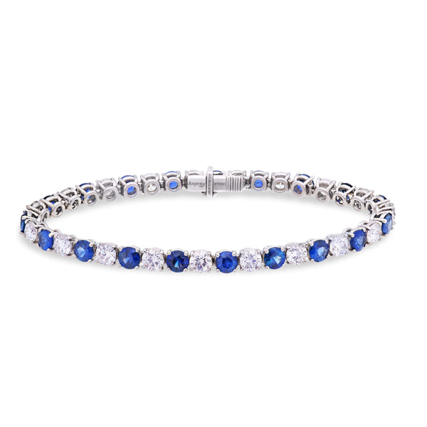 プラチナ製ブリリアントカットダイヤモンドテニスブレスレット（ブルー