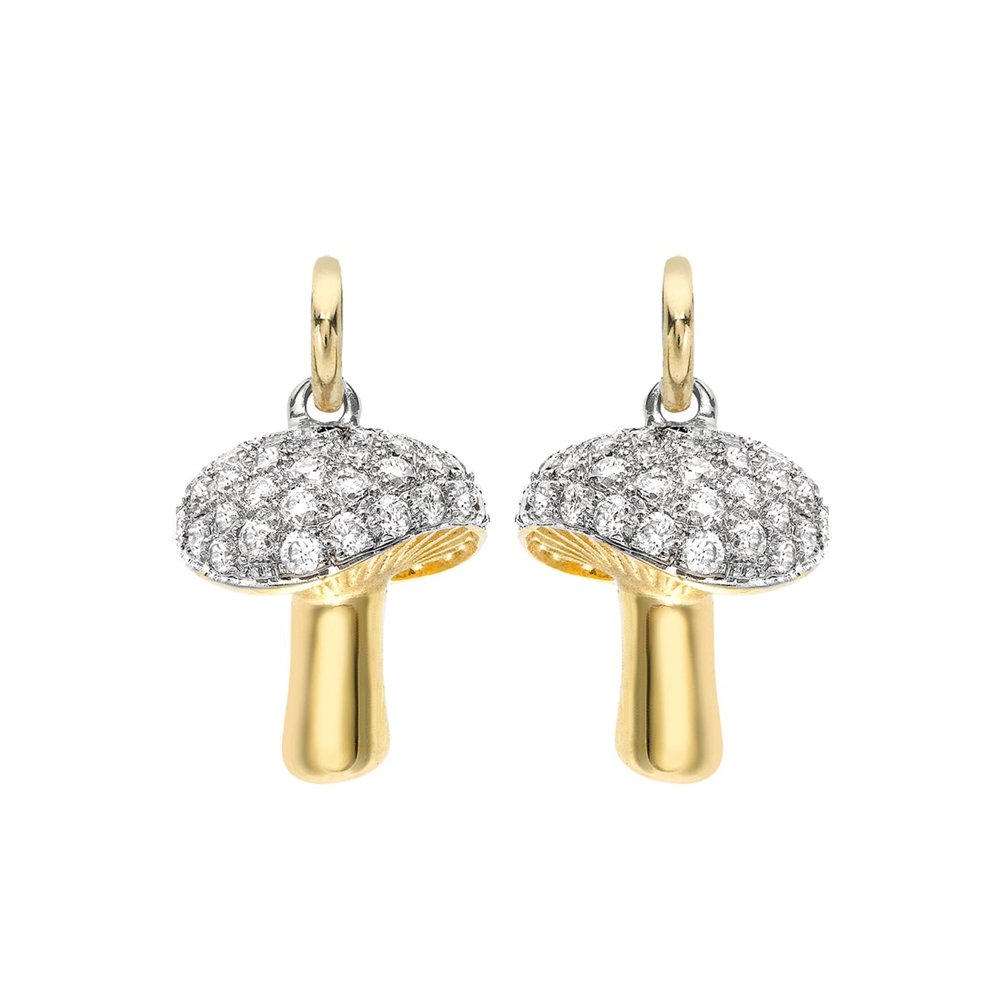 Woodland Mushroom Earring Charms in 18ct Yellow Gold with Diamonds