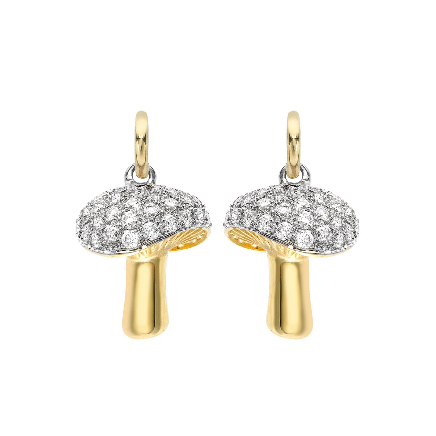Woodland Mushroom Earring Charms in 18ct Yellow Gold with Diamonds