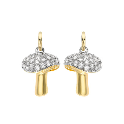 Woodland Mushroom Earring Charms in 18ct Yellow Gold with Diamonds