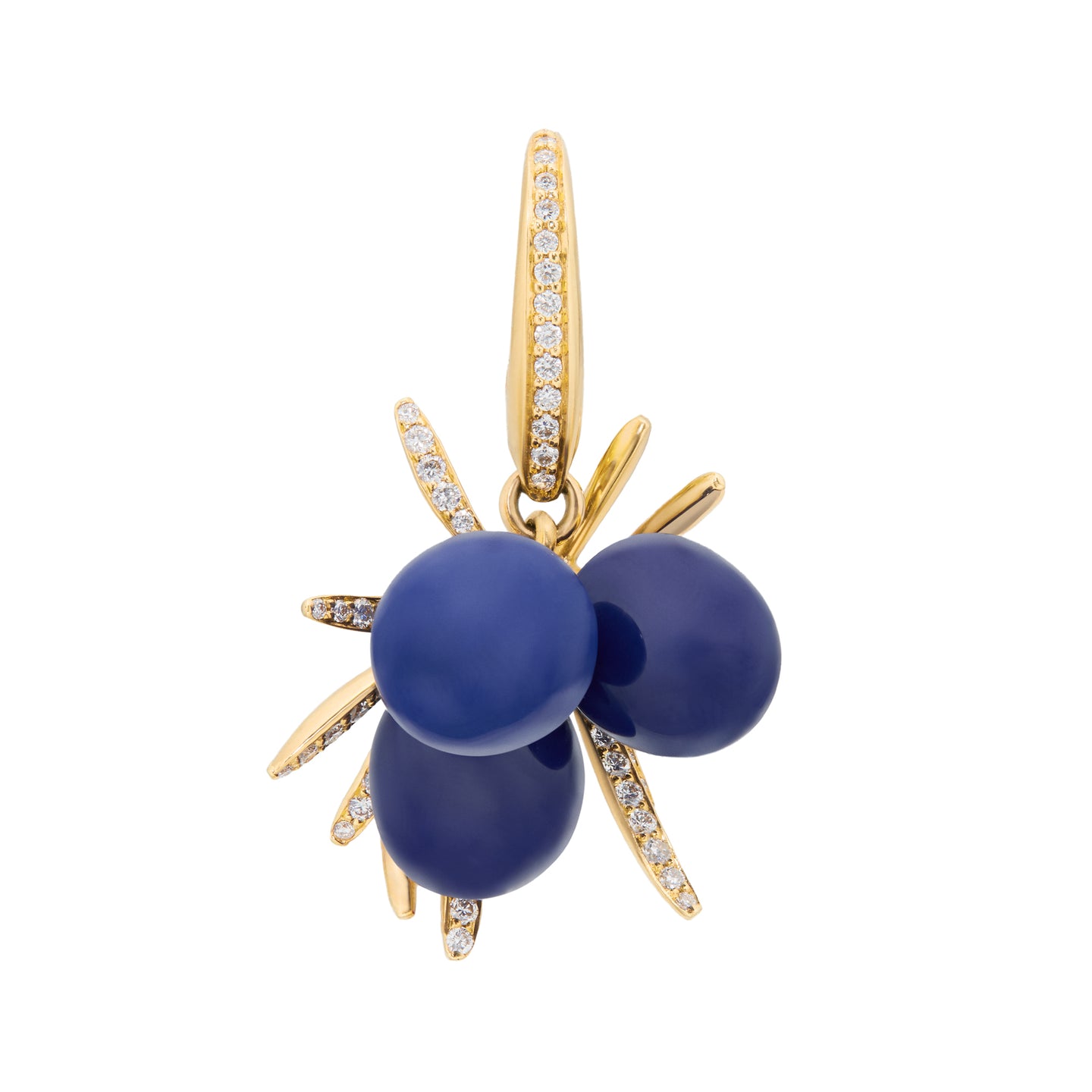 Woodland Juniper Charm in Enamelled 18ct Yellow Gold with Diamonds