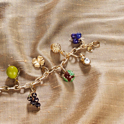 Woodland Juniper Charm in Enamelled 18ct Yellow Gold with Diamonds