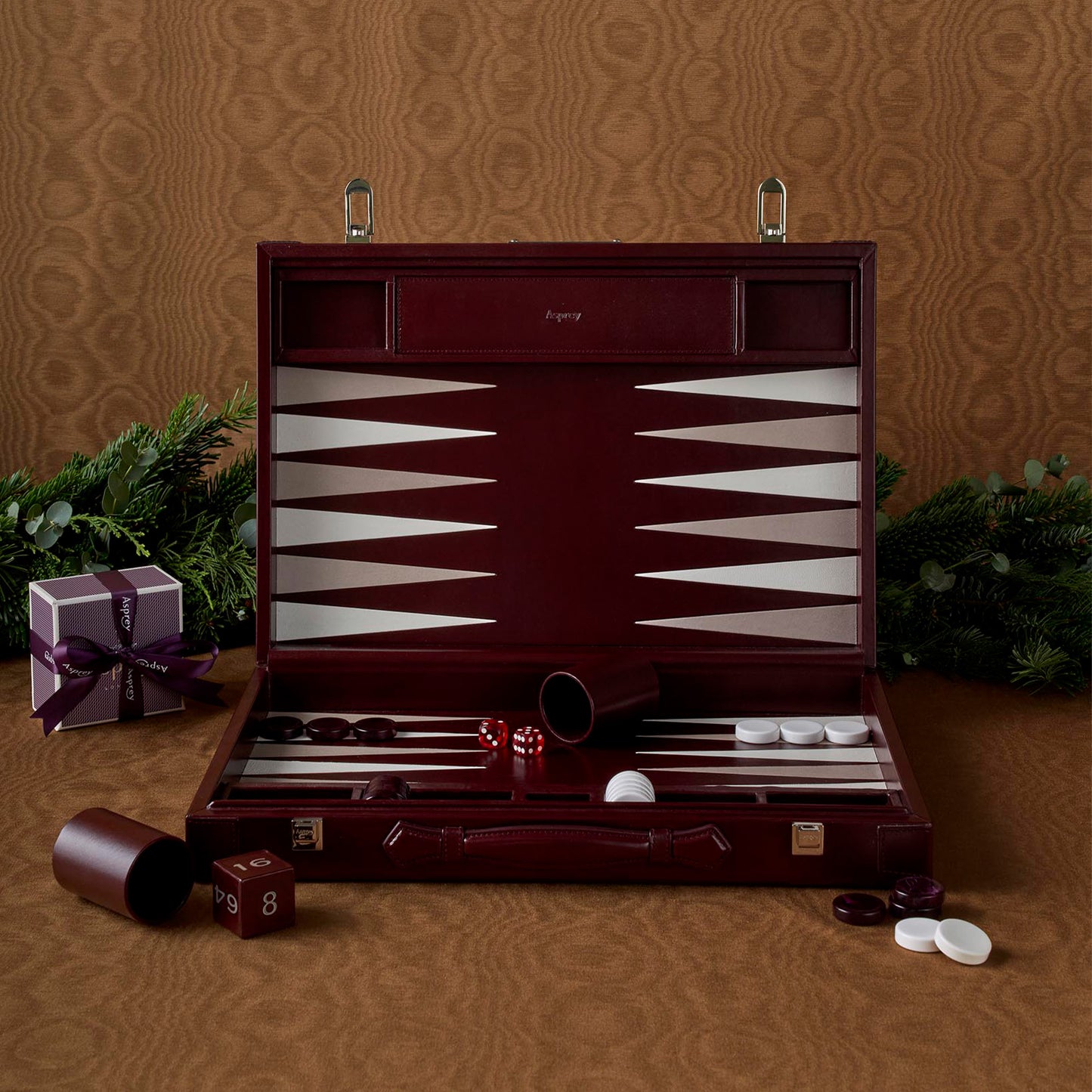 Hanover Small Backgammon in Saddle Leather