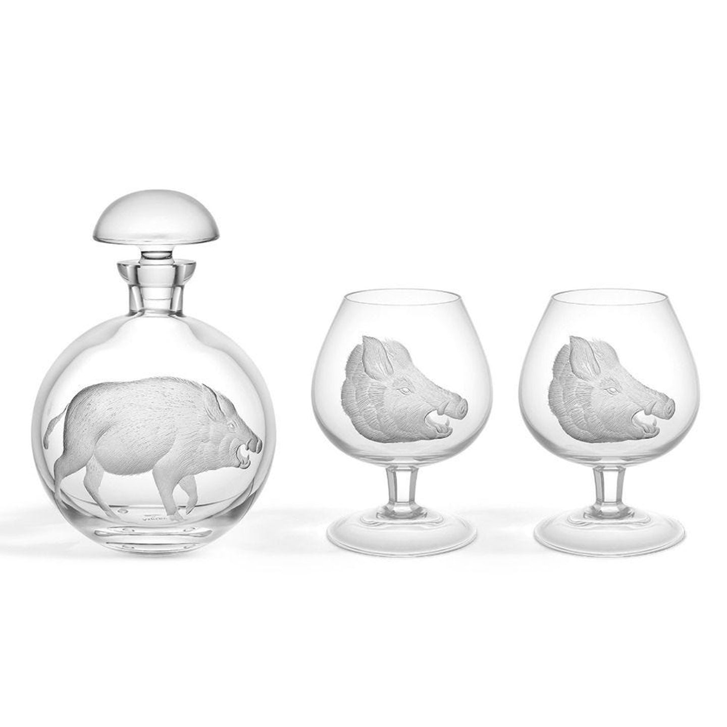 Boar Crystal Brandy Decanter Set