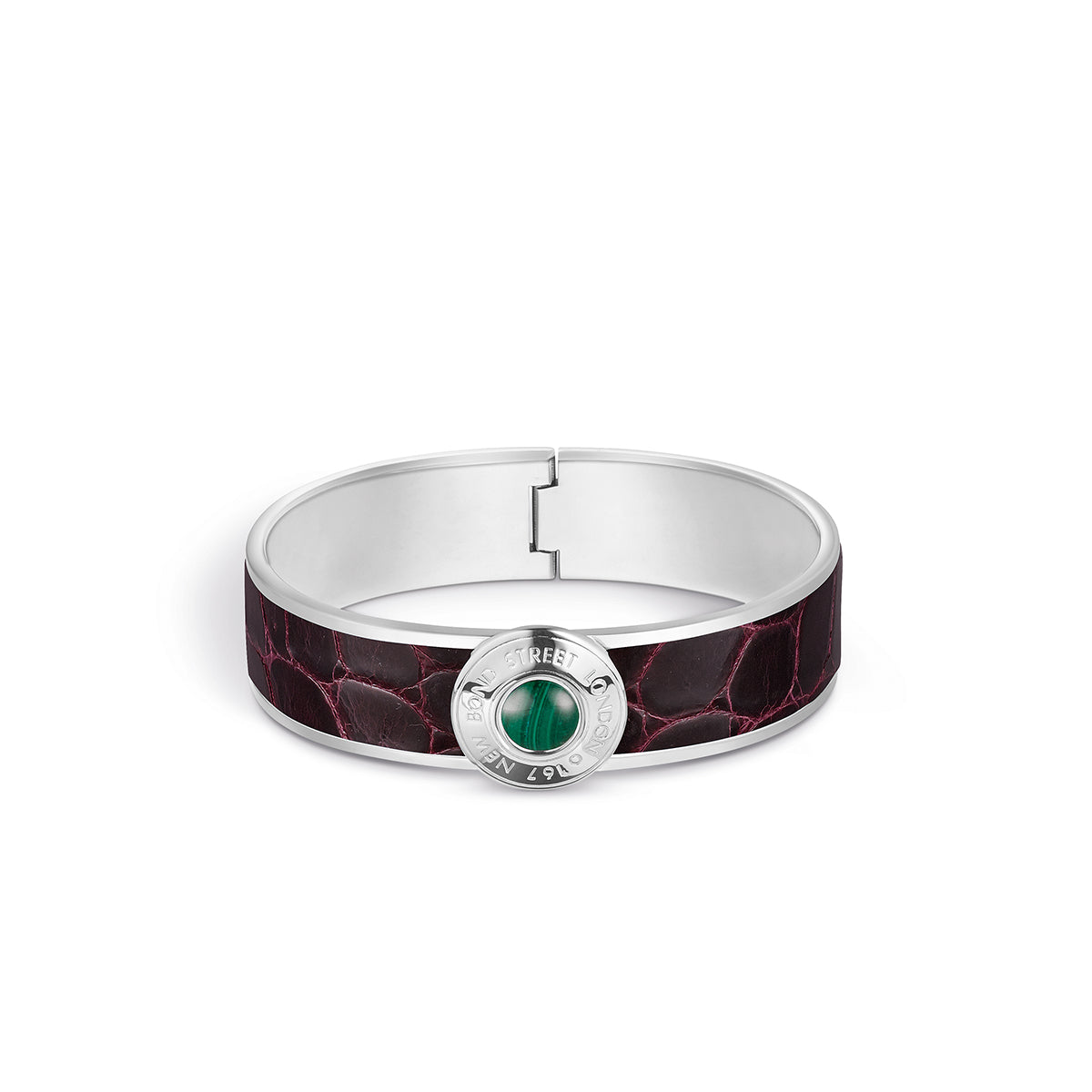 Bond Street Narrow Button Cuff in Crocodile with Palladium finish