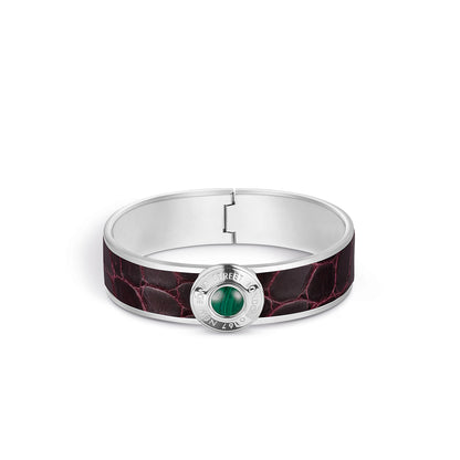 Bond Street Narrow Button Cuff in Crocodile with Palladium Finish