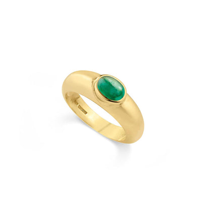 Cabochon Ring in 18ct Yellow Gold with Emerald