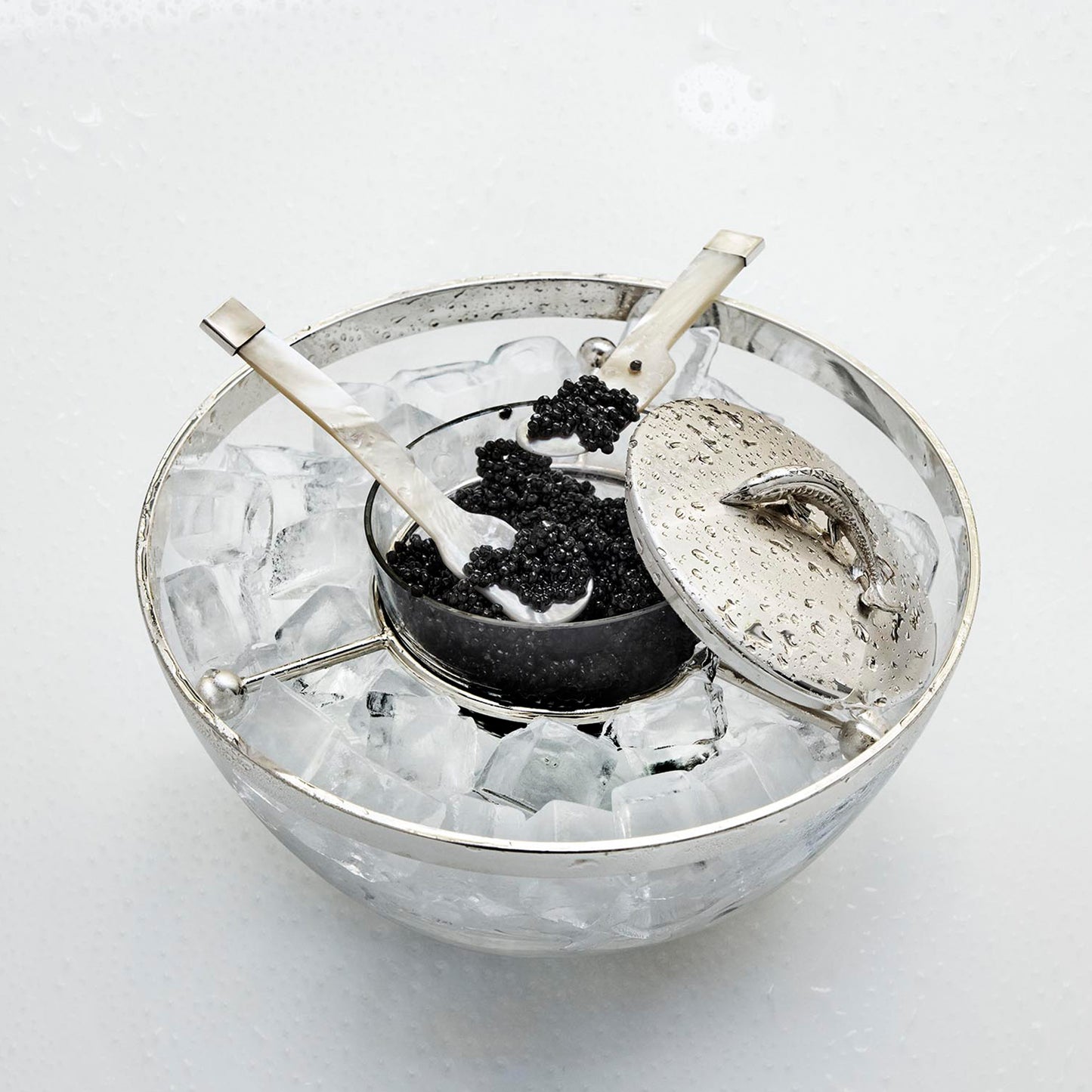 Sturgeon Caviar Set in Sterling Silver & Crystal