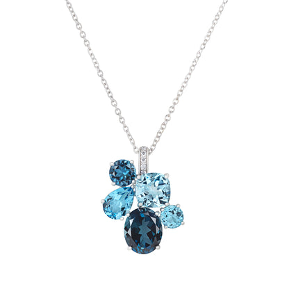 Chaos Pendant in 18ct White Gold with Blue Topaz