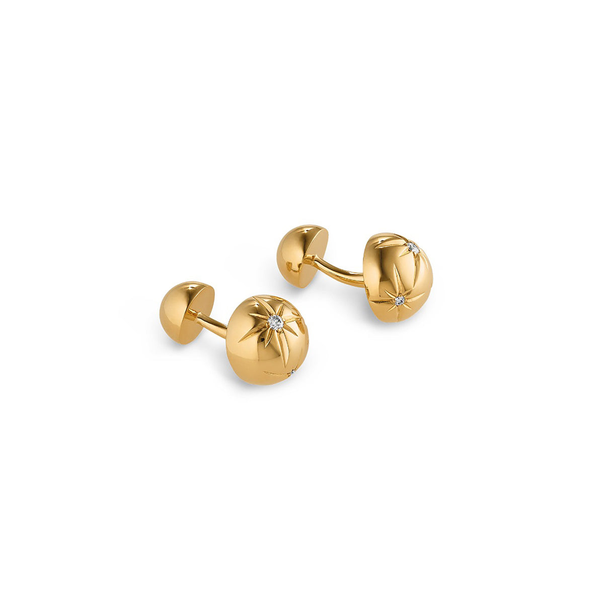 Cosmic Shooting Star Half Globe Cufflinks in 18ct Yellow Gold with Diamonds