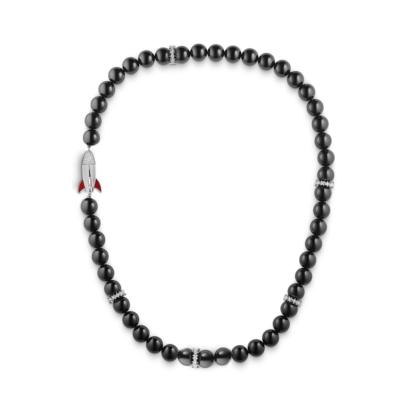 Cosmic Rocket Necklace in 18ct White Gold with Onyx and Diamonds
