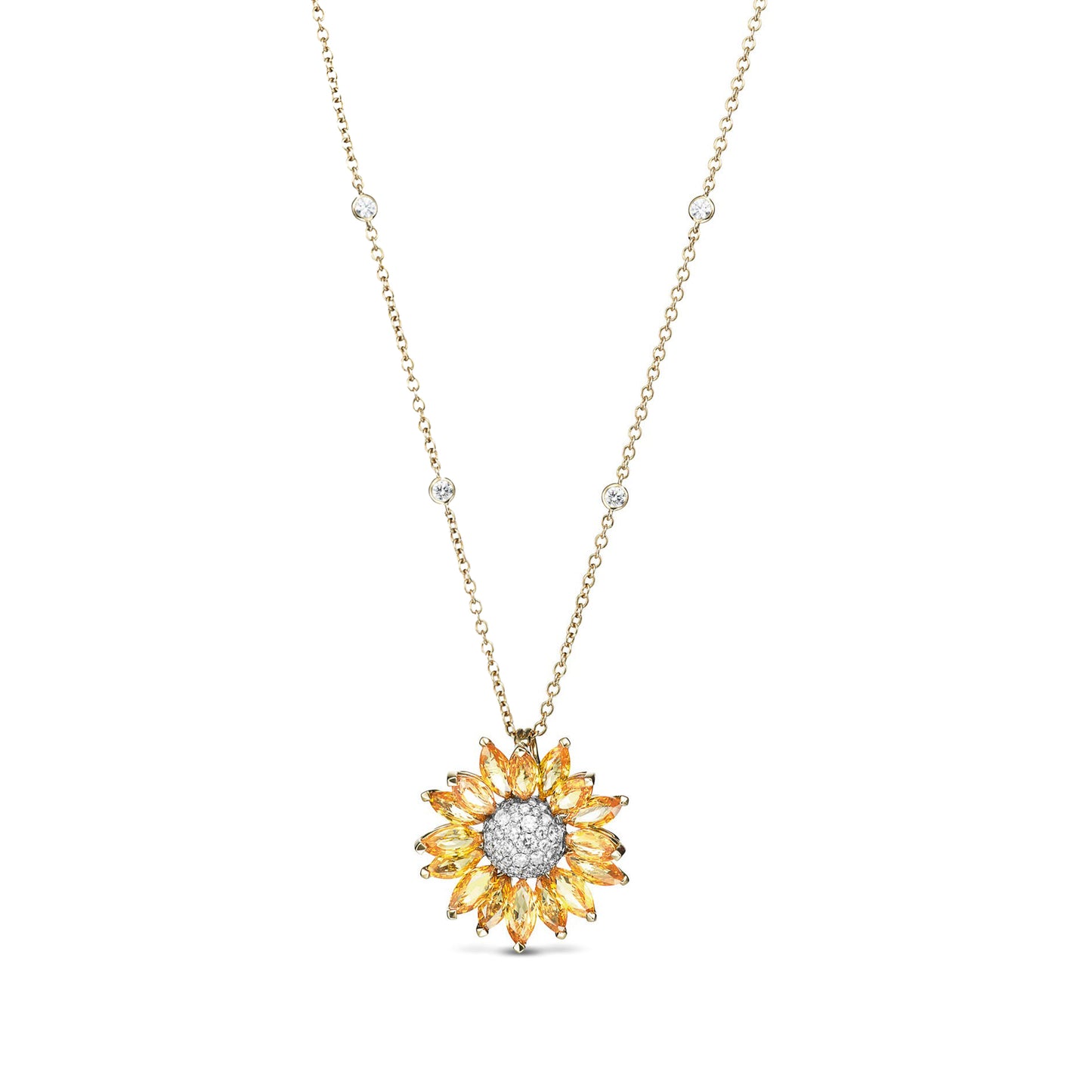 Daisy Pendant in 18ct Yellow Gold with Yellow Sapphire and Diamonds