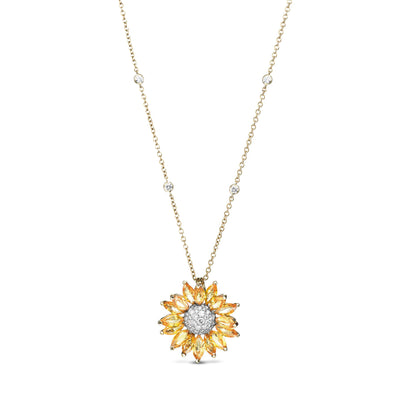 Daisy Pendant in 18ct Yellow Gold with Yellow Sapphire and Diamonds