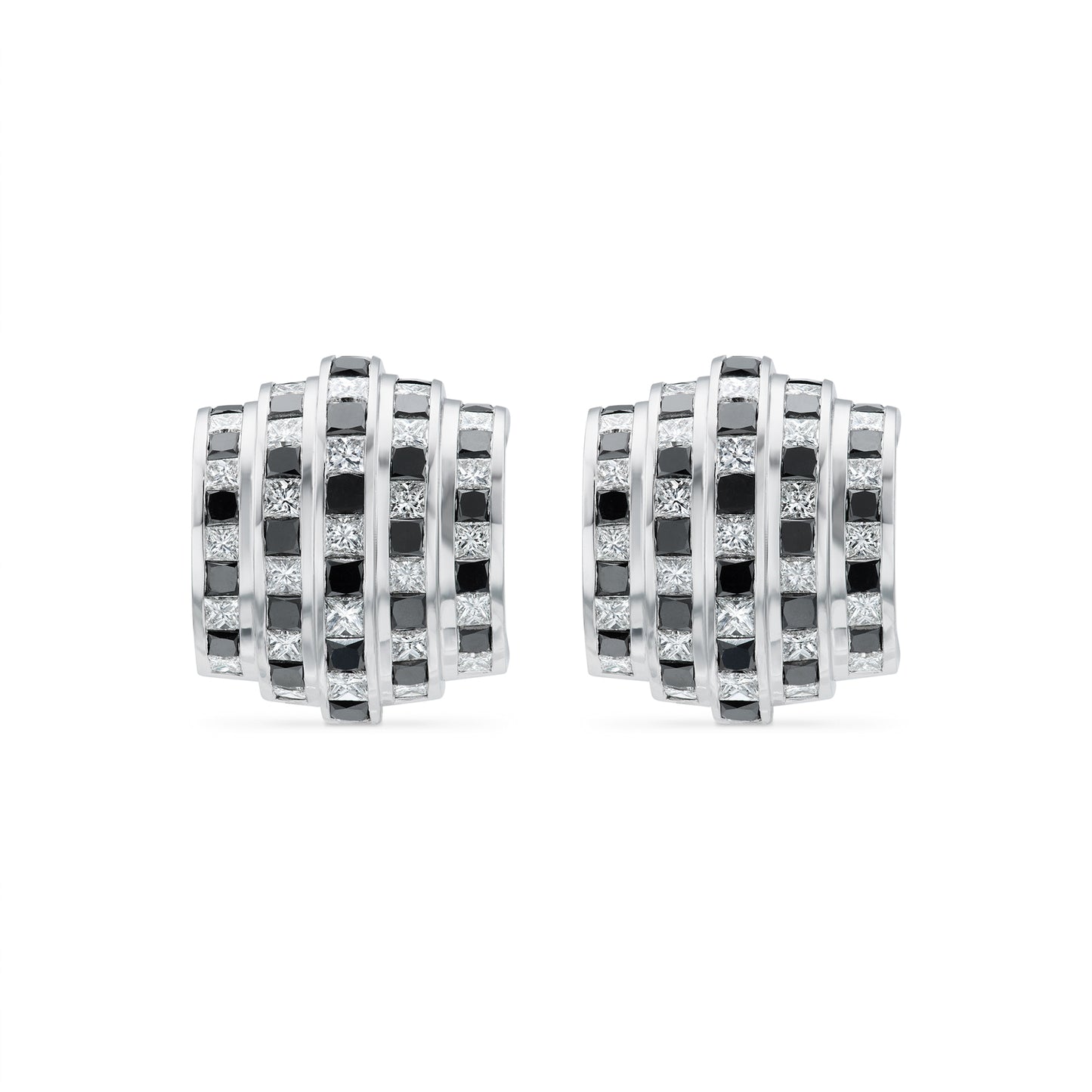 Deco Earrings in 18ct White Gold with Black & White Diamonds