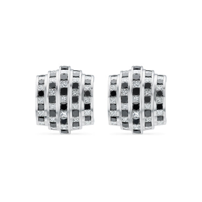 Deco Earrings in 18ct White Gold with Black & White Diamonds