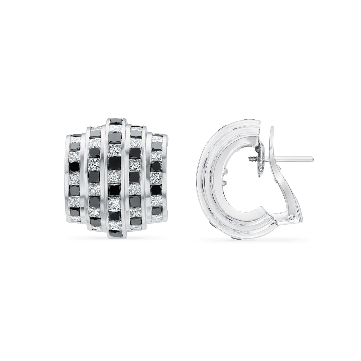 Deco Earrings in 18ct White Gold with Black & White Diamonds