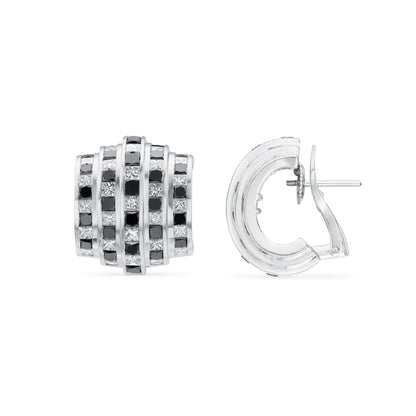 Deco Earrings in 18ct White Gold with Black & White Diamonds