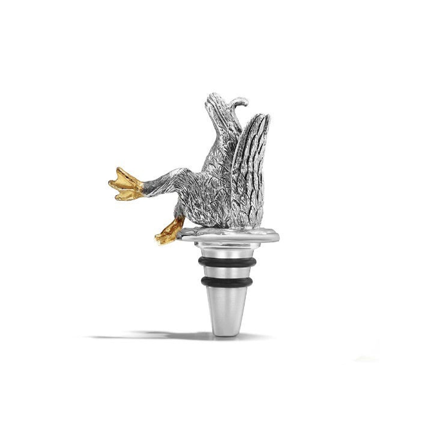 Dipping Duck Bottle Stopper in Sterling Silver