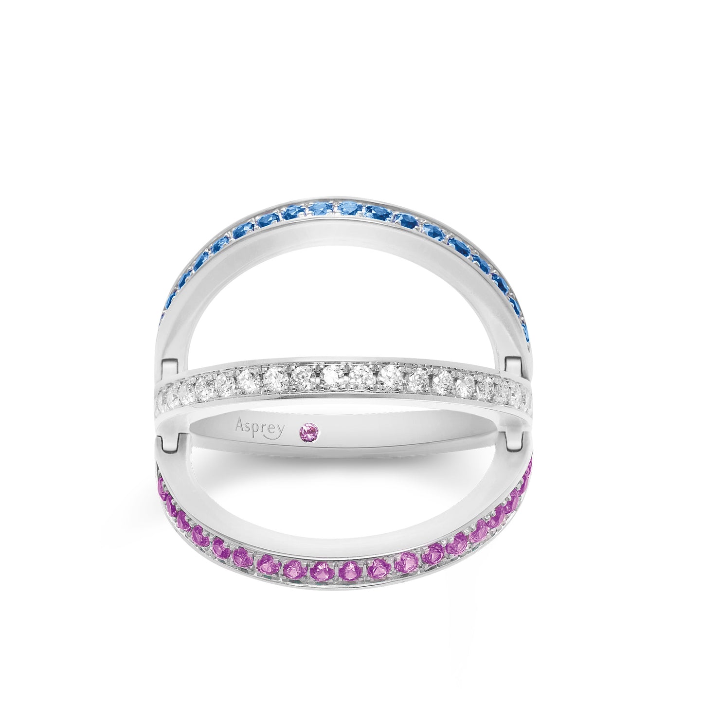 Flip Ring in 18ct White Gold with Sapphires, Diamonds and Rubies