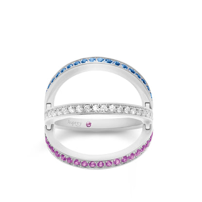 Flip Ring in 18ct White Gold with Sapphires, Diamonds and Rubies