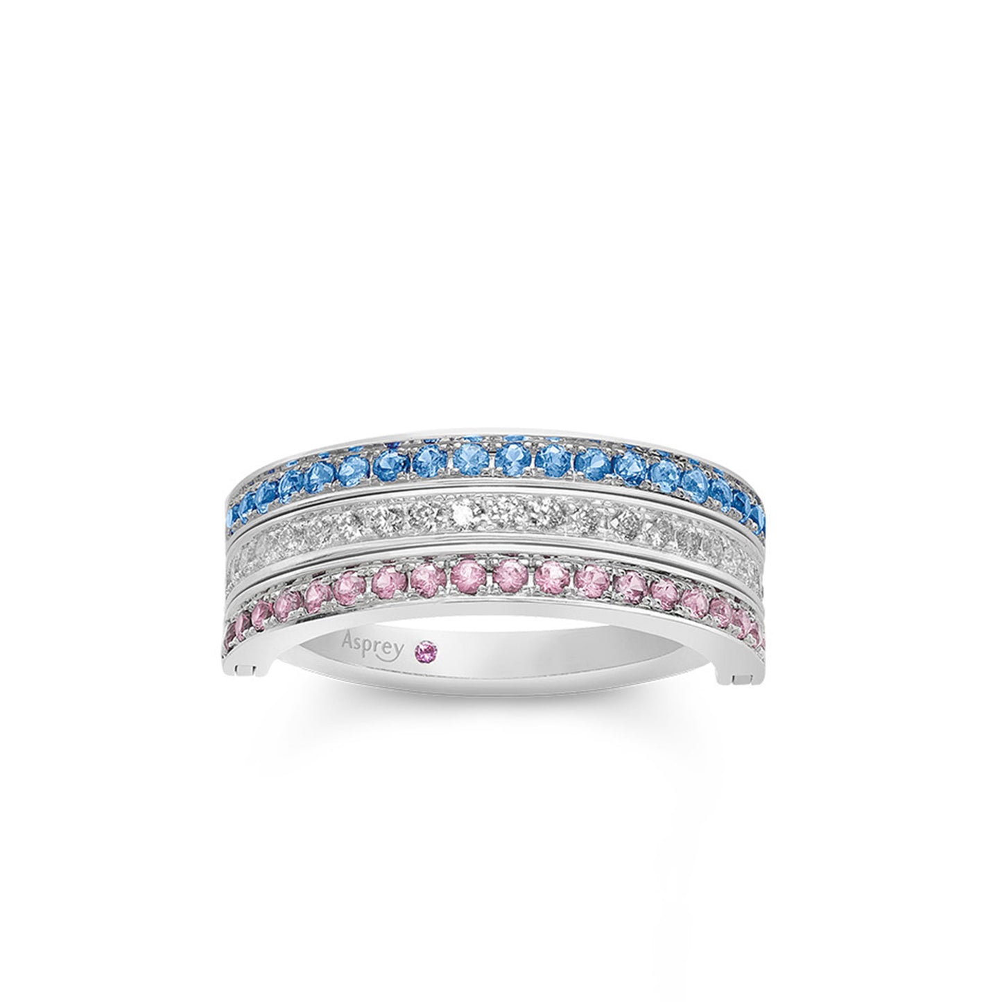 Flip Ring in 18ct White Gold with Blue and Pink Sapphires and Diamonds