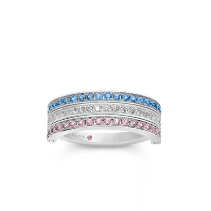 Flip Ring in 18ct White Gold with Blue and Pink Sapphires and Diamonds