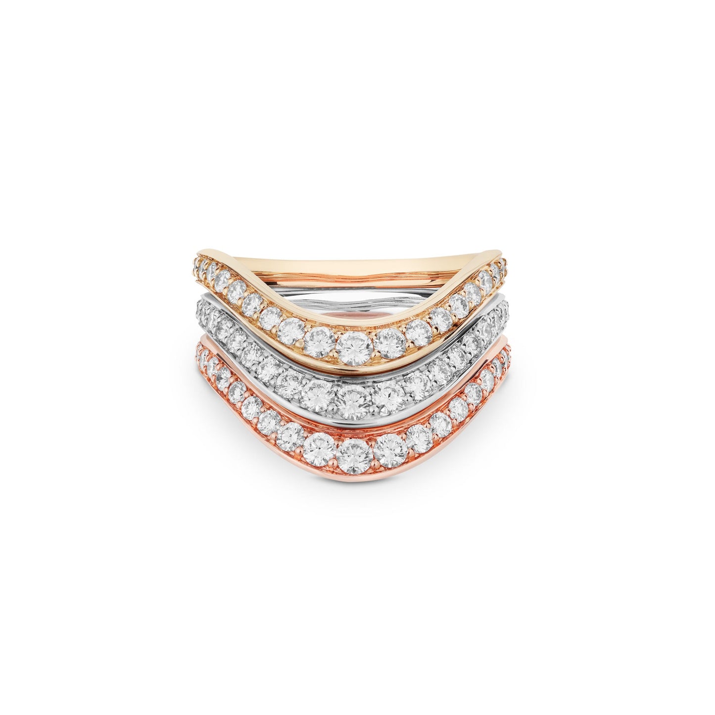 Chevron Stack Ring in 18ct White Gold with Diamonds