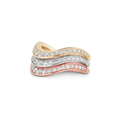 Chevron Stack Ring in 18ct Yellow Gold with Diamonds