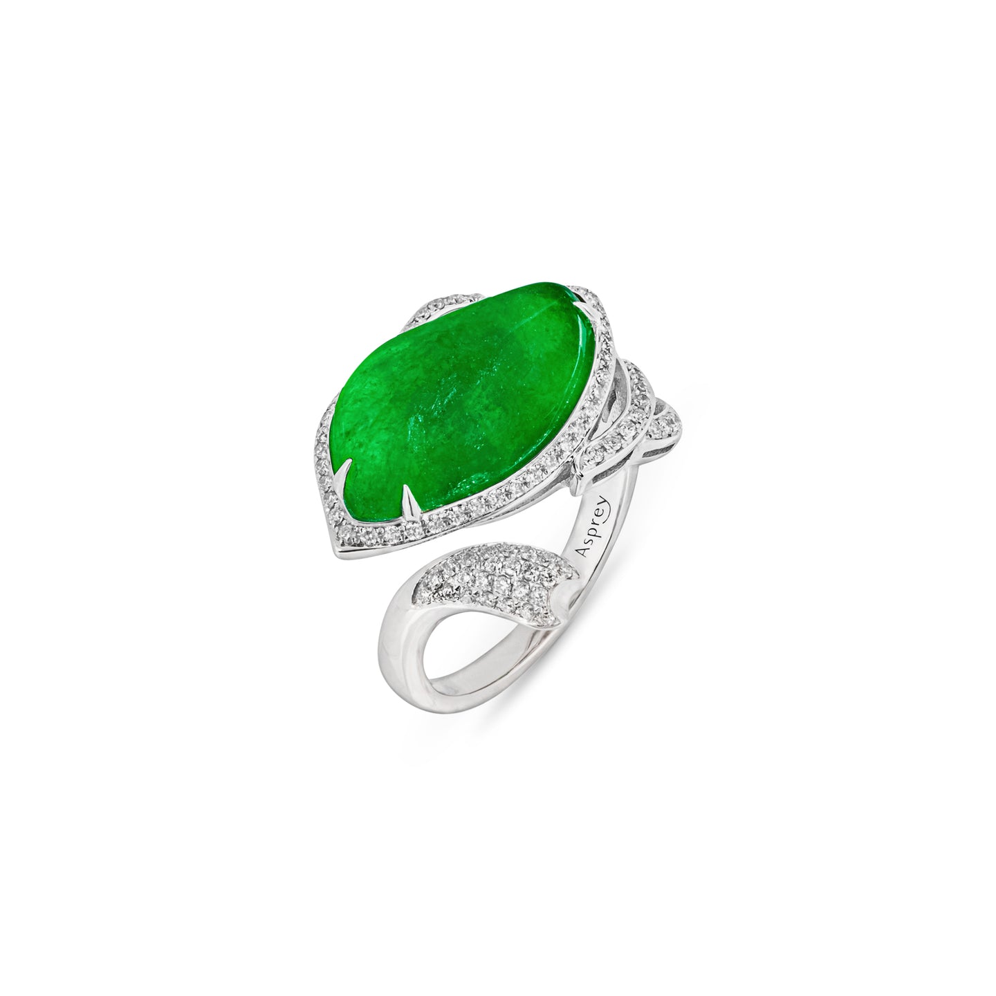 Imperial Jadeite “Eye” Ring in 18ct White Gold with Diamonds