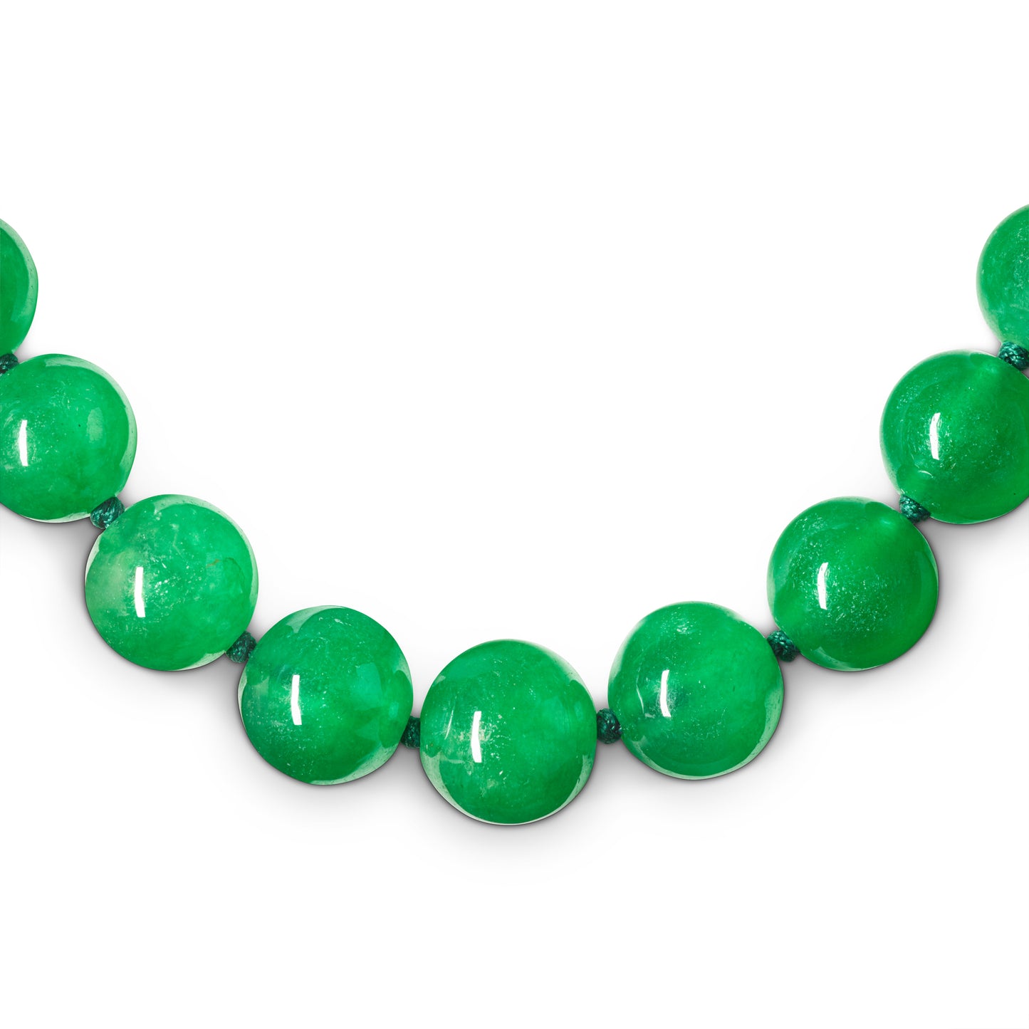 Imperial Jadeite Beaded Necklace in 18ct White Gold and Diamonds