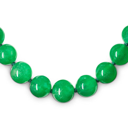 Imperial Jadeite Beaded Necklace in 18ct White Gold and Diamonds