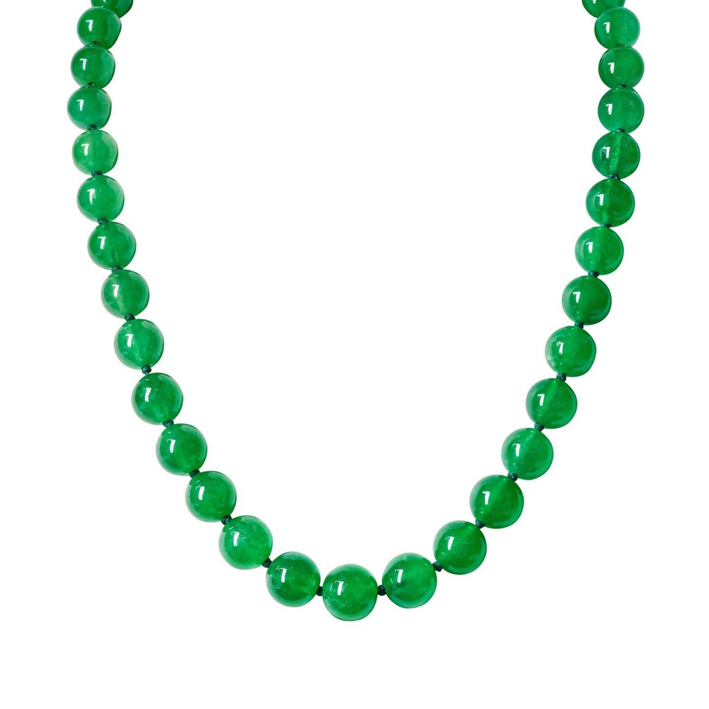 Imperial Jadeite Beaded Necklace in 18ct White Gold and Diamonds