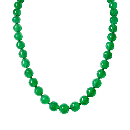 Imperial Jadeite Beaded Necklace in 18ct White Gold and Diamonds