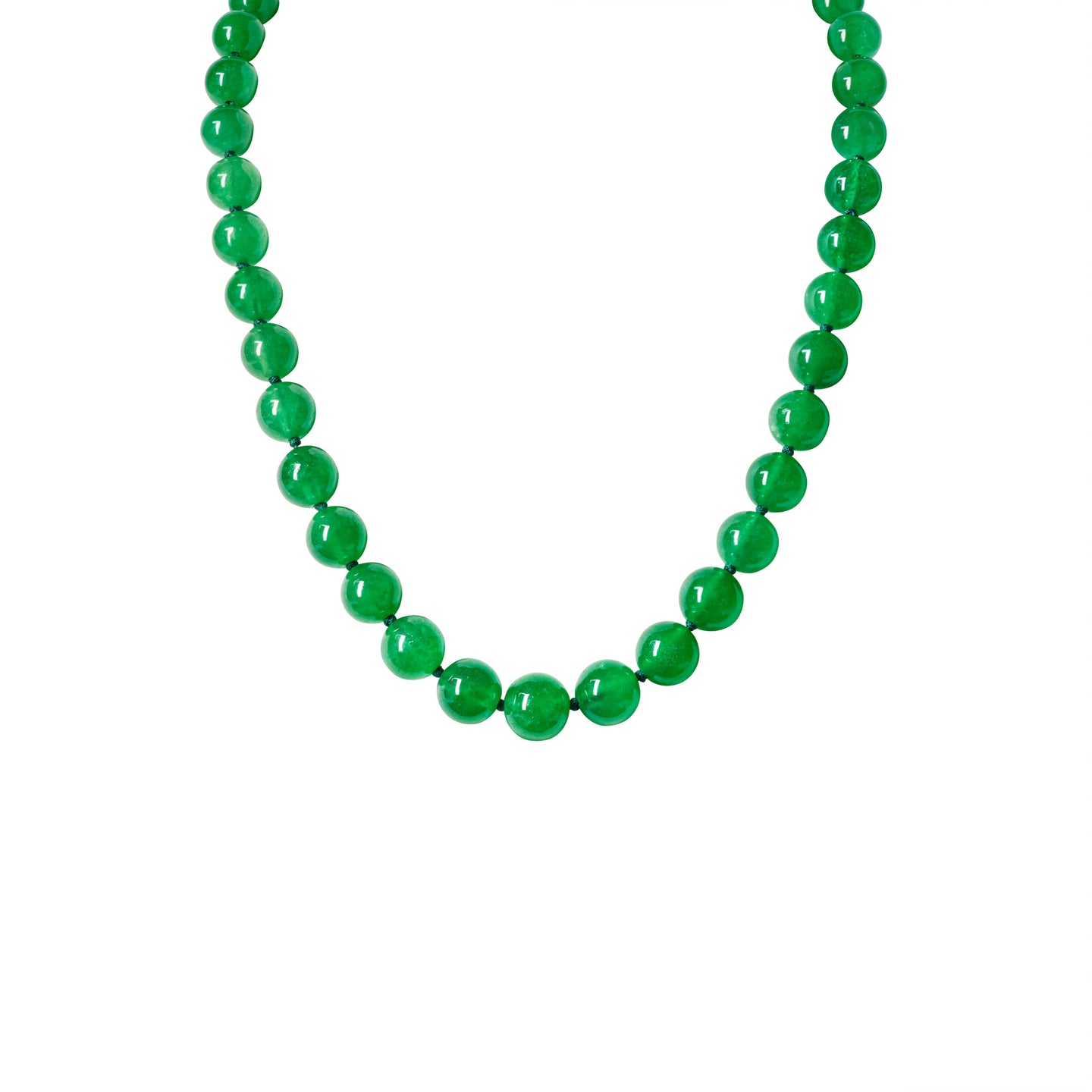 Imperial Jadeite Beaded Necklace in 18ct White Gold and Diamonds