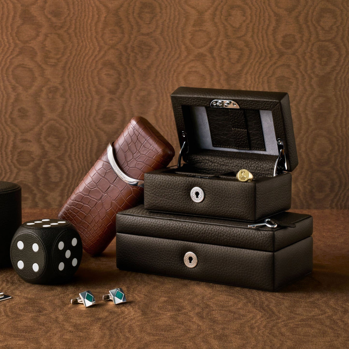 GMT Cufflink Box 4 in Soft Grain Leather