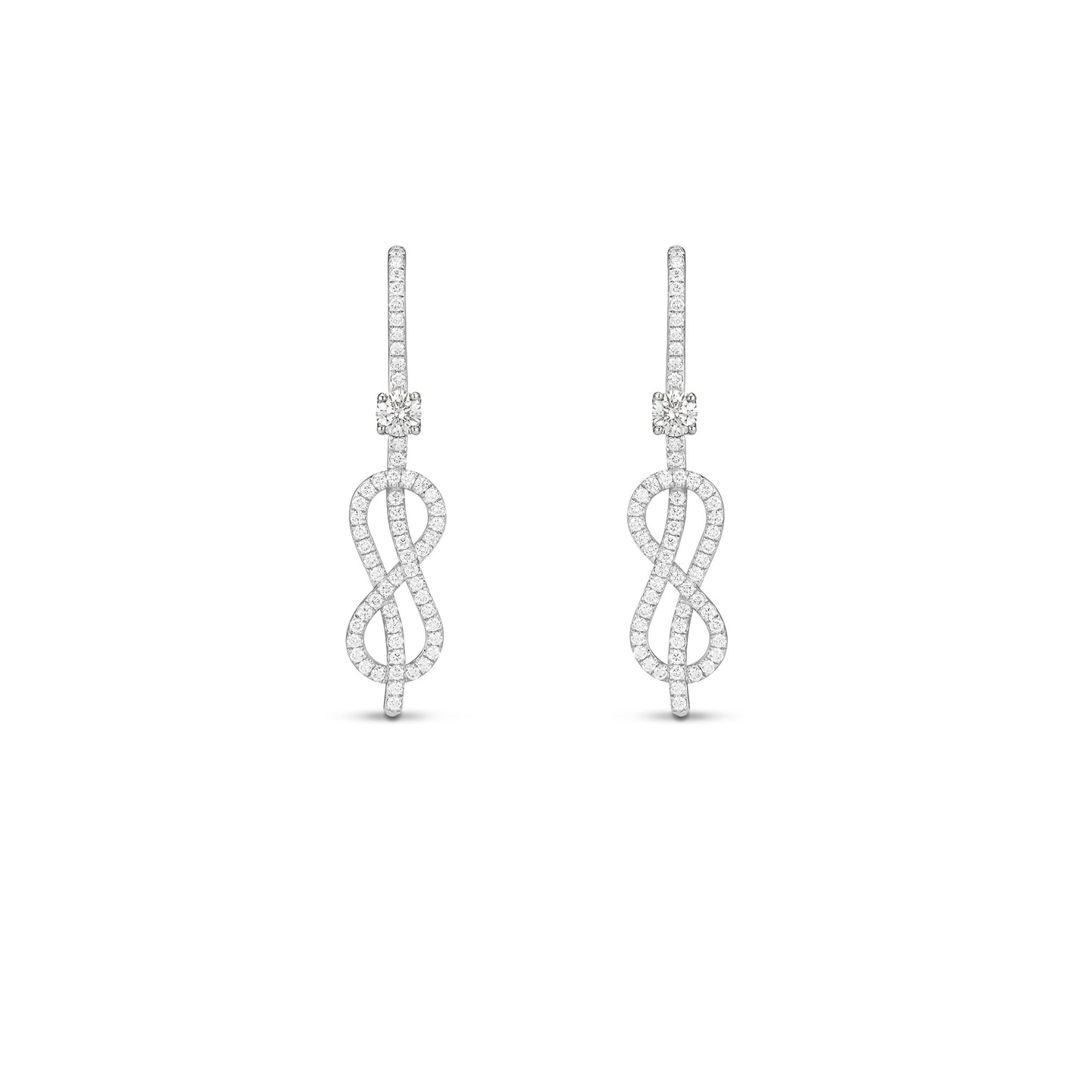 Savoy Knot Earrings in Platinum with Diamonds