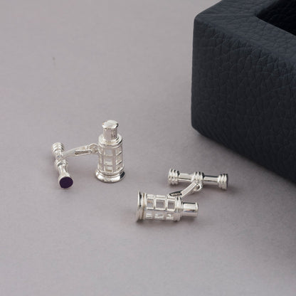 Lantern Cufflinks in Sterling Silver