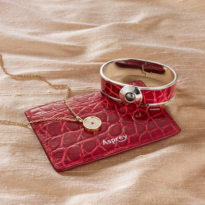 Bond Street Narrow Button Cuff in Crocodile with Palladium Finish