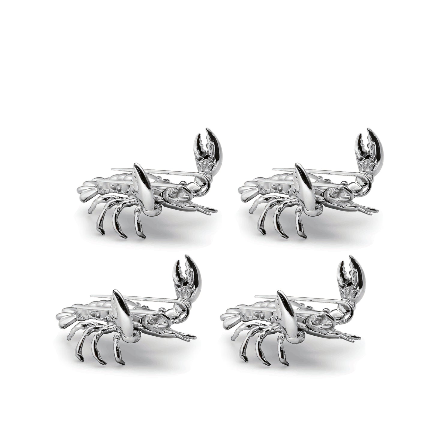 Lobster Place Card Holders in Sterling Silver, Set of 4