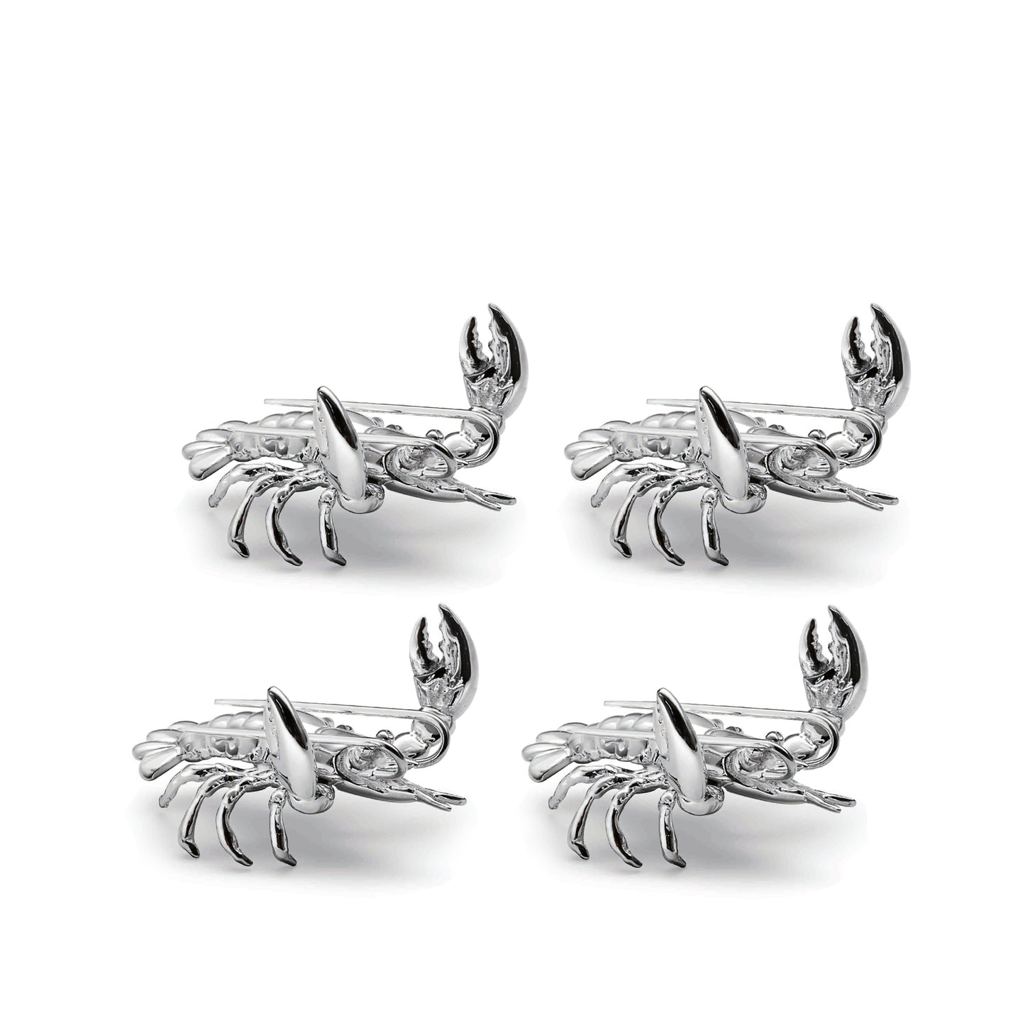 Lobster Place Card Holders in Sterling Silver, Set of 4