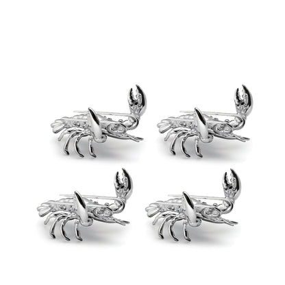 Lobster Place Card Holders in Sterling Silver, Set of 4