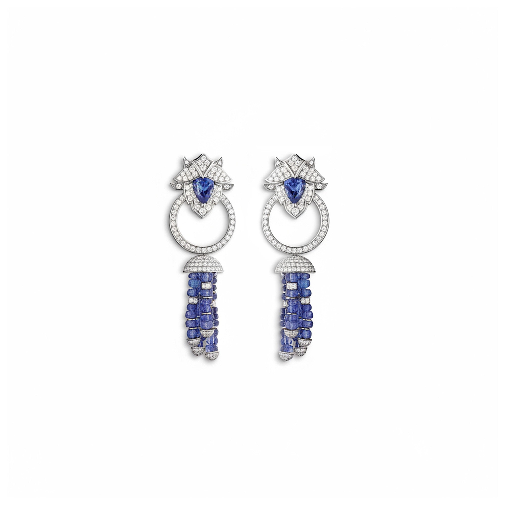 Lotus Earrings in Platinum with Tanzanite & Diamonds – Asprey London