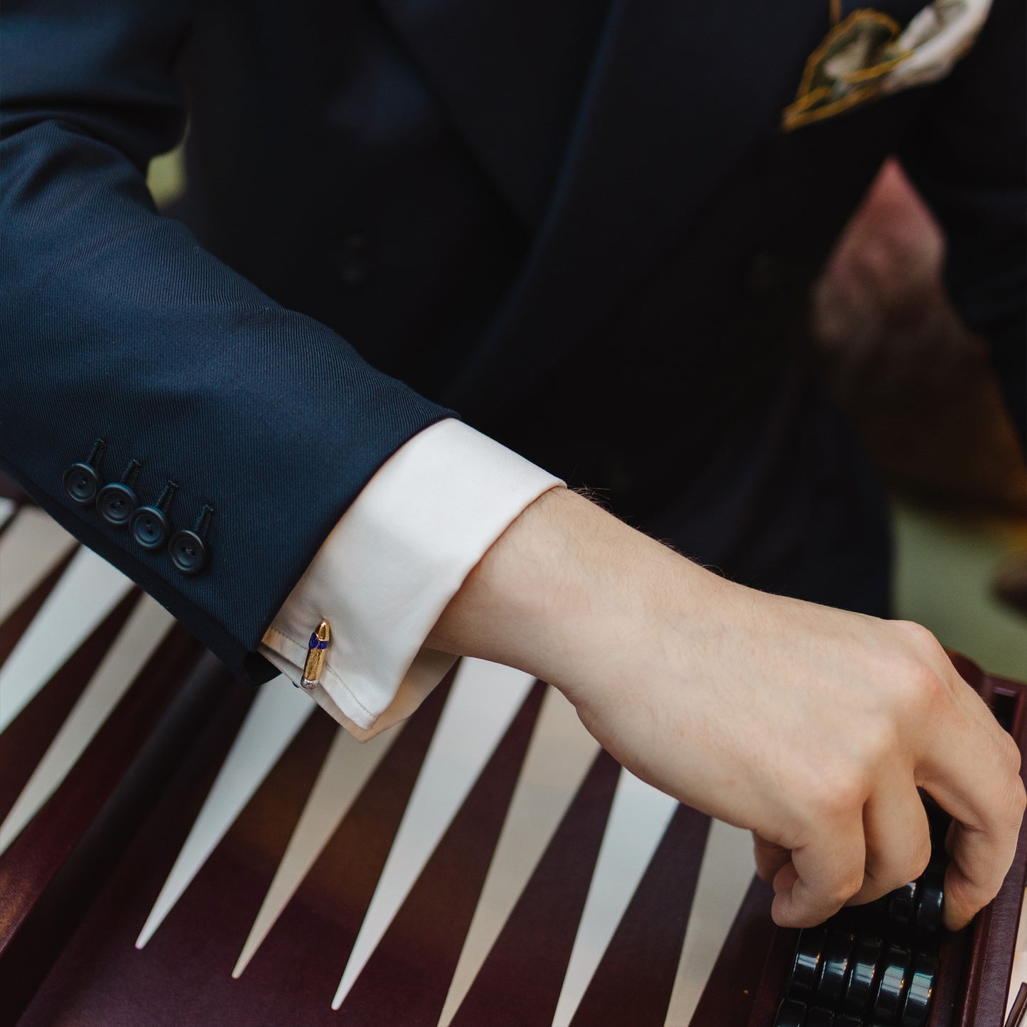 Cigar & Match Cufflinks in Sterling Silver Gilt & Enamel