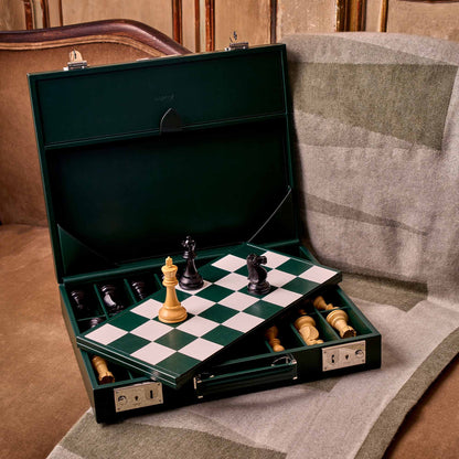 Hanover Chess Board Set in Saddle Leather
