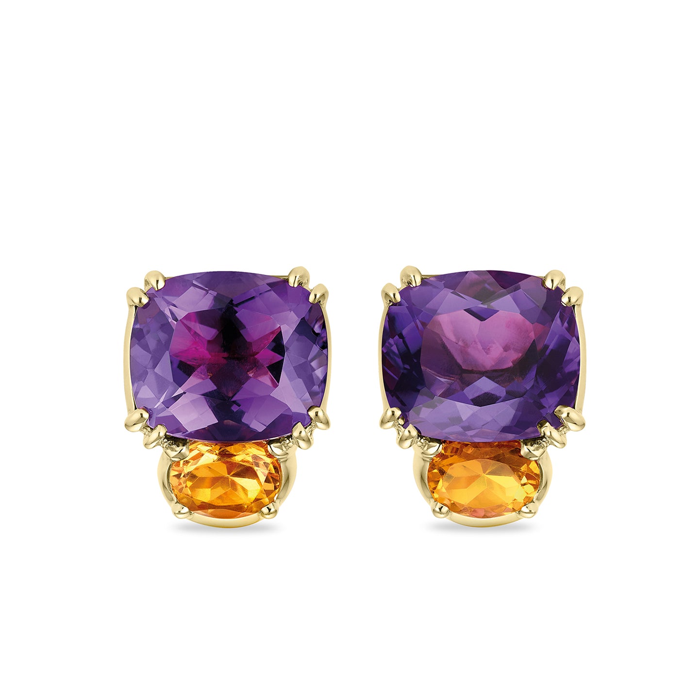 Maxi Chaos Earrings in 18ct Yellow Gold with Amethyst and Citrine