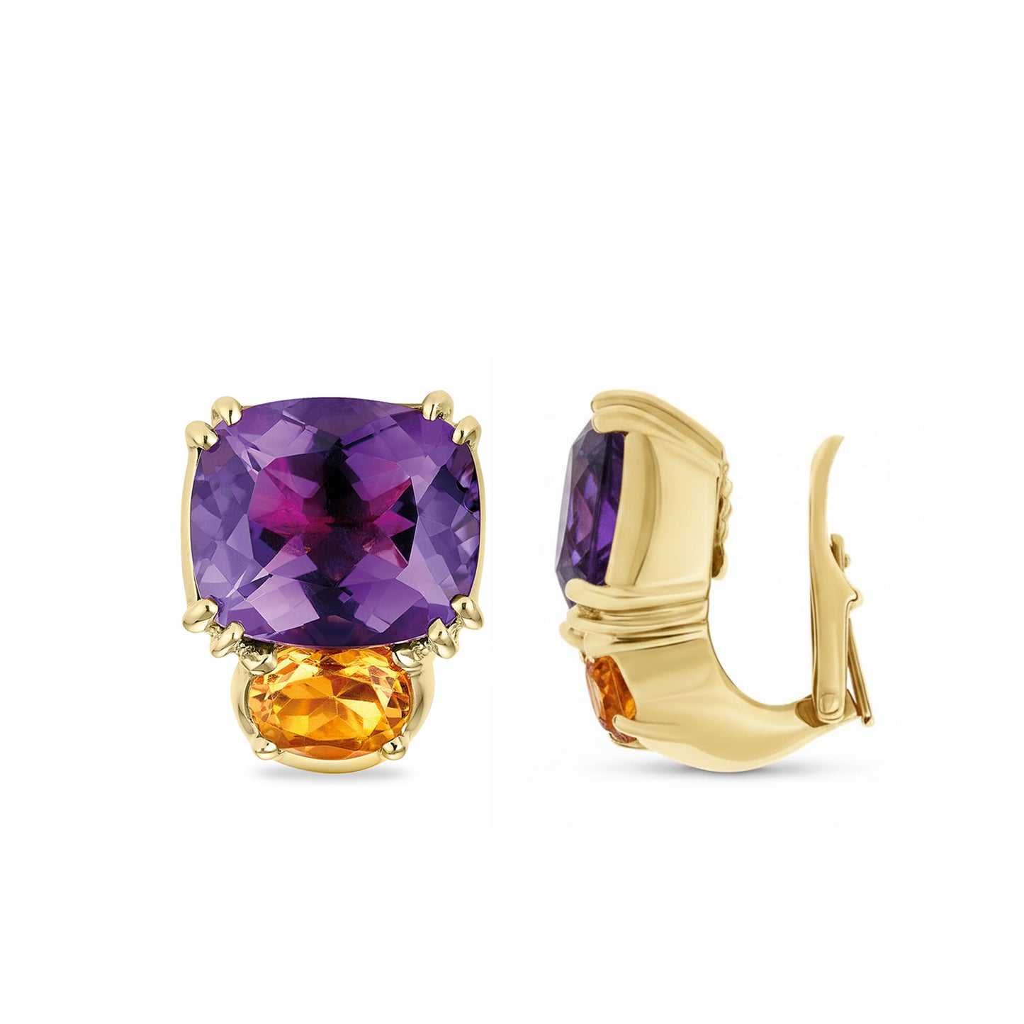 Maxi Chaos Earrings in 18ct Yellow Gold with Amethyst and Citrine