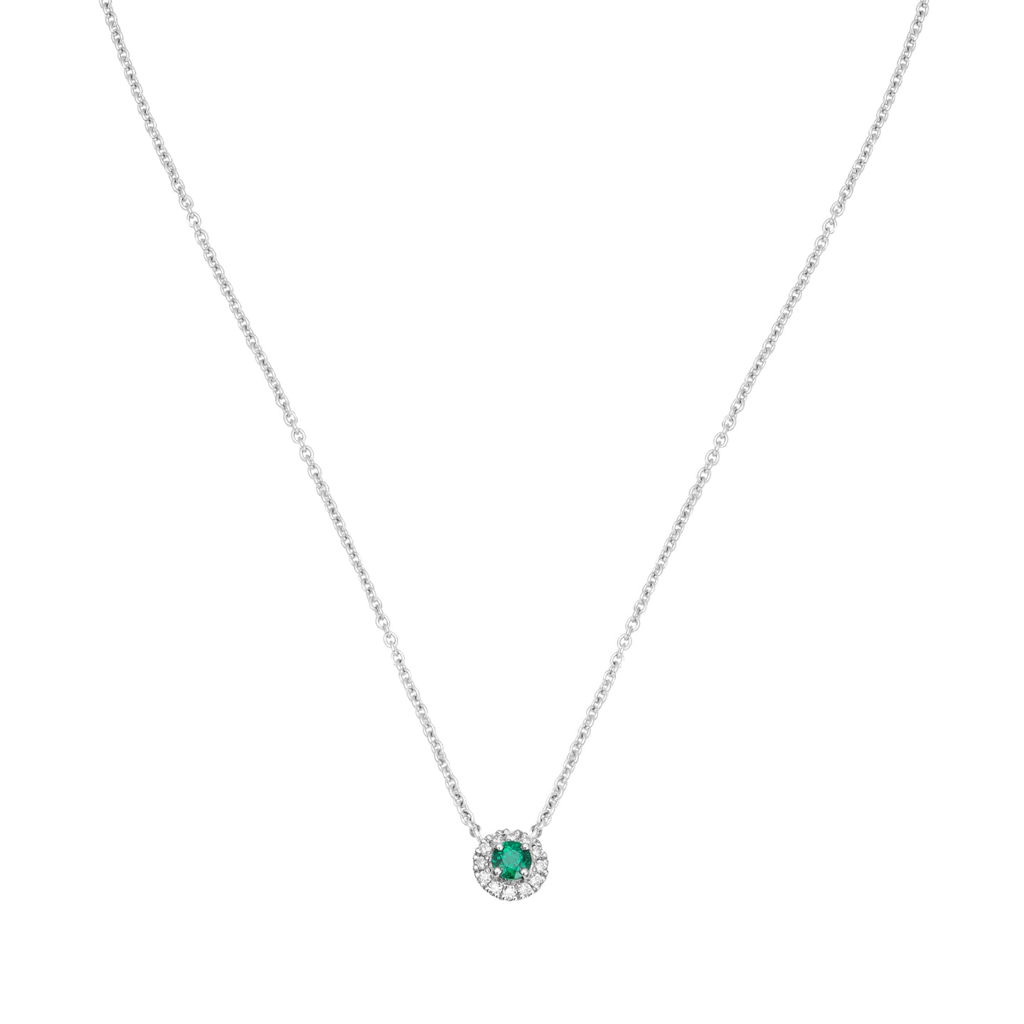 Emerald and Diamonds Pendant in 18ct White Gold